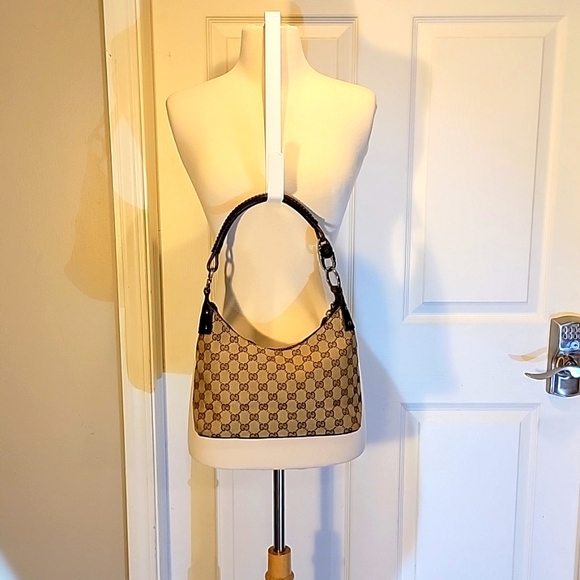 Gucci Handbags - GUCCI Canvas/Leather GG  shoulders/hobo bag.